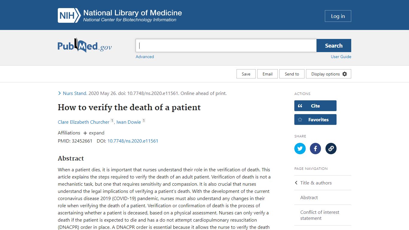 How to verify the death of a patient - PubMed